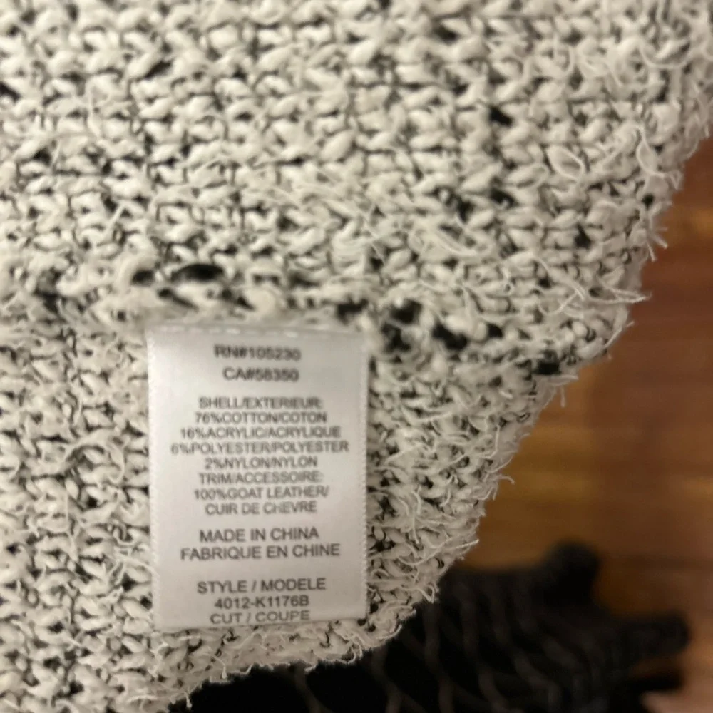 Coco Chanel Joie Black and White Mixed Media Structured Zip-Up Cardigan - Picture 6 of 11